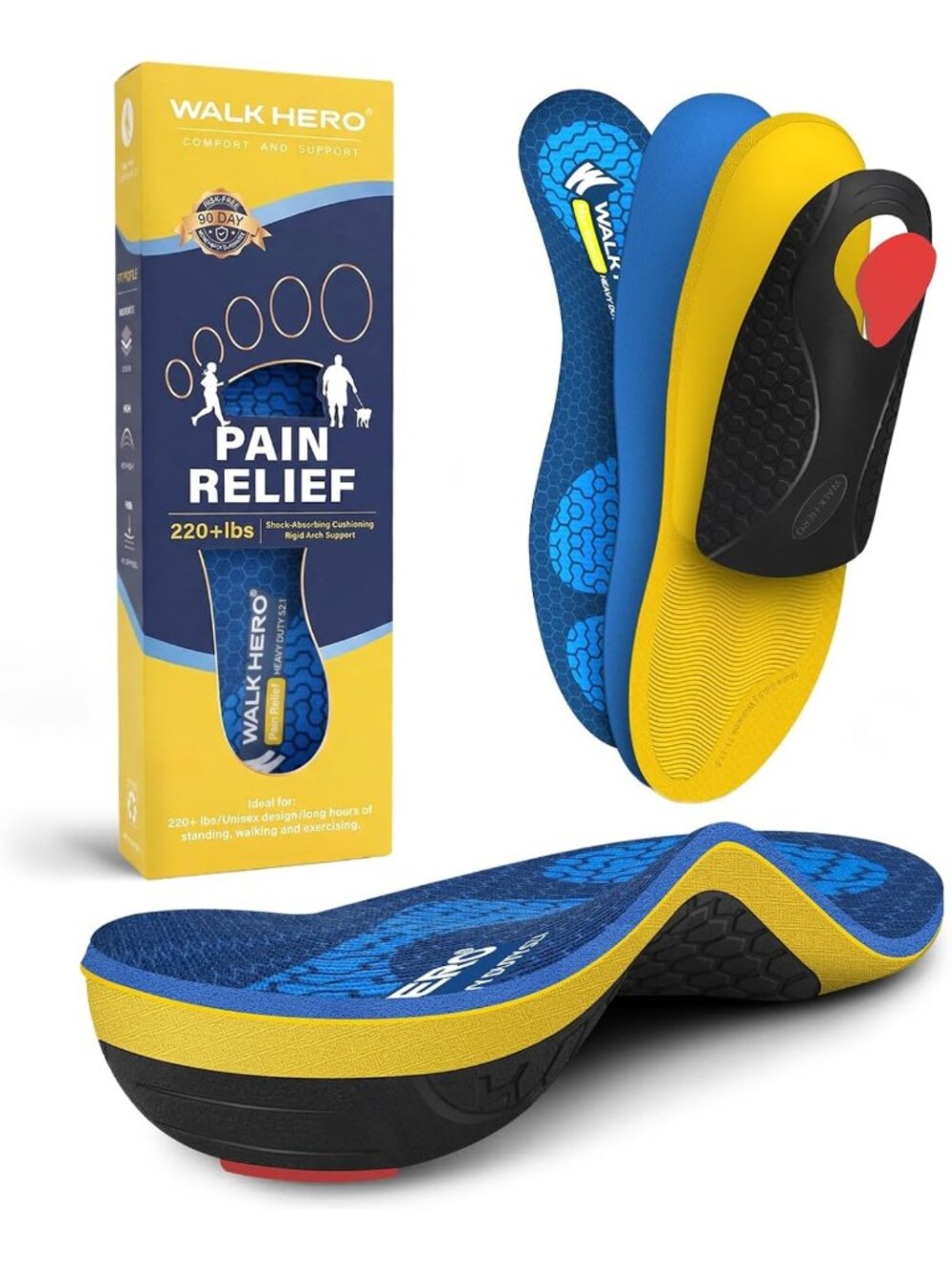 Heavy Duty Arch Support Insoles for Men & Women - Comfort for 220+ lbs